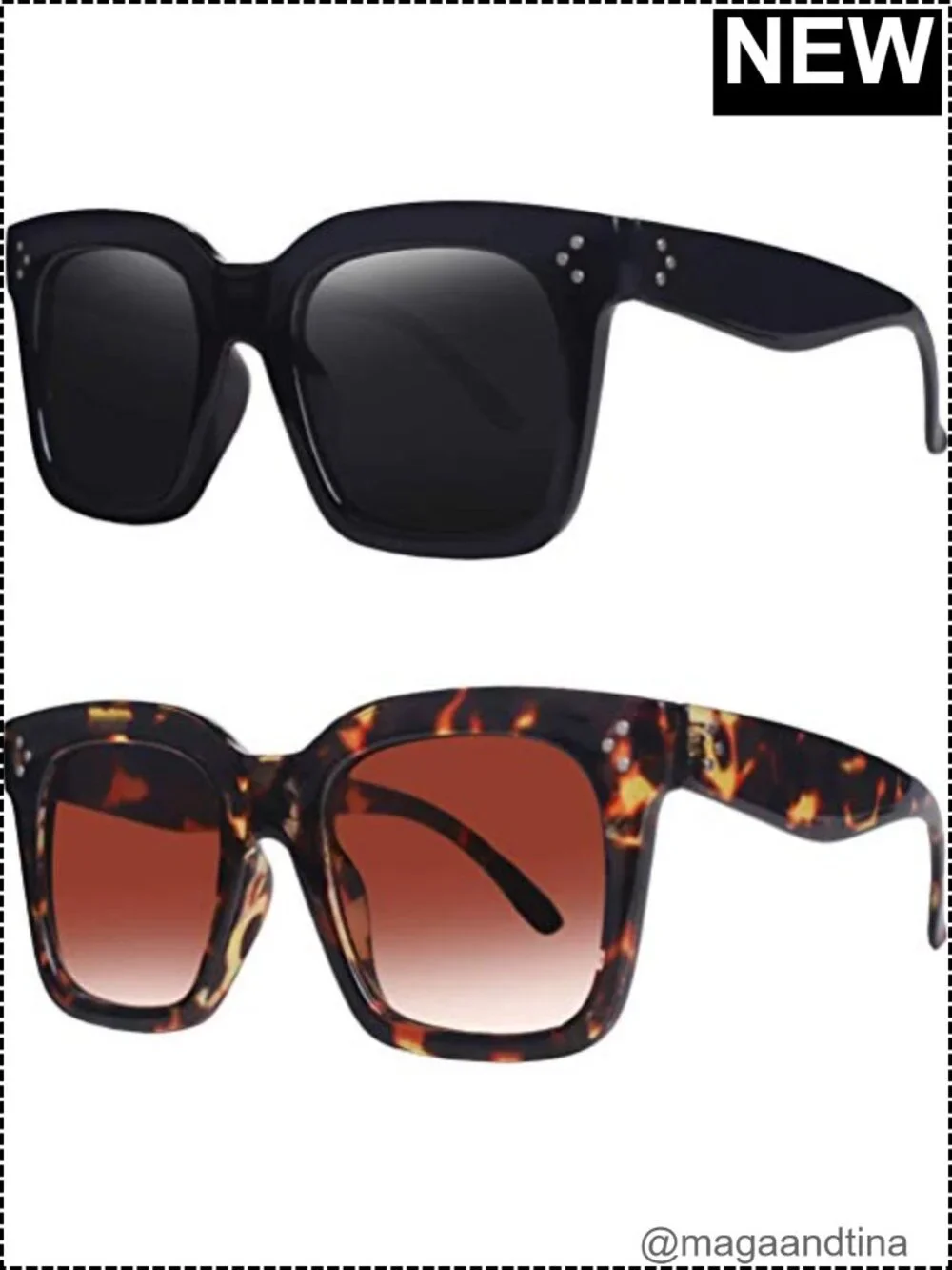 Oversized Square Sunglasses UV400 Protection Retro Design